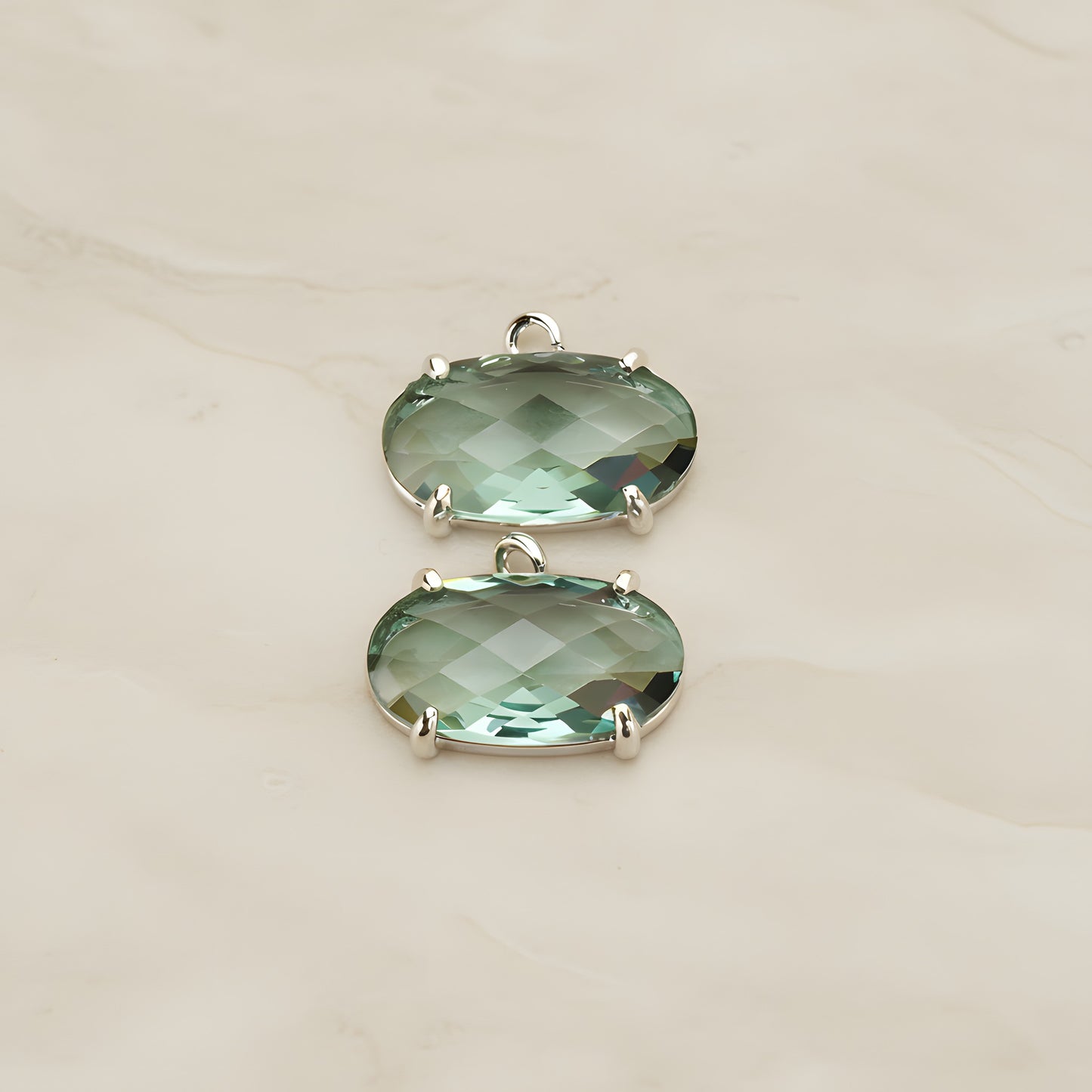 Oval Framed Glass Pendant, 2 Pc (FS.246-01)