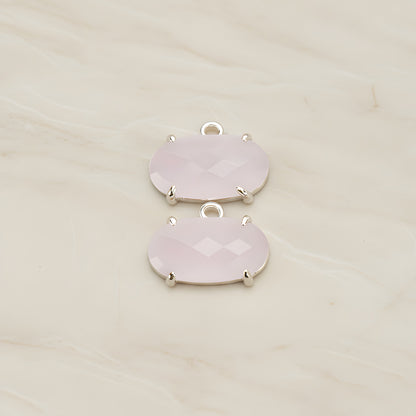 Oval Framed Glass Pendant, 2 Pc (FS.246-01)