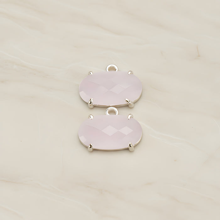 Oval Framed Glass Pendant, 2 Pc (FS.246-01)