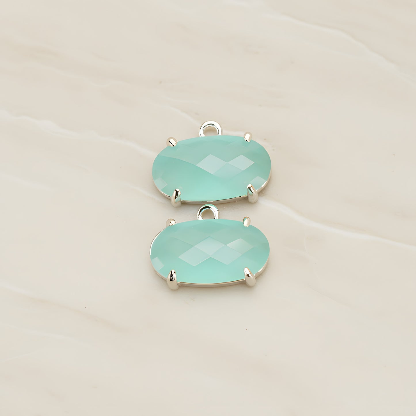 Oval Framed Glass Pendant, 2 Pc (FS.246-01)