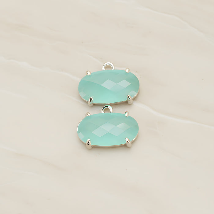Oval Framed Glass Pendant, 2 Pc (FS.246-01)