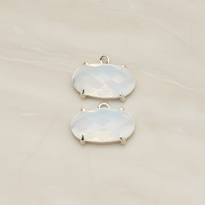 Oval Framed Glass Pendant, 2 Pc (FS.246-01)