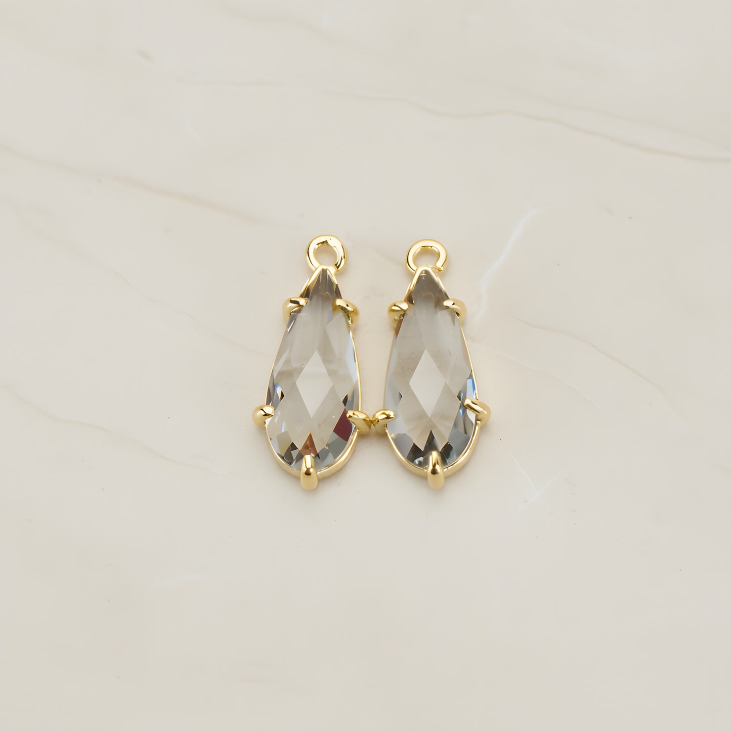 Teardrop Framed Glass Pendant, 2 Pc (FS.248)