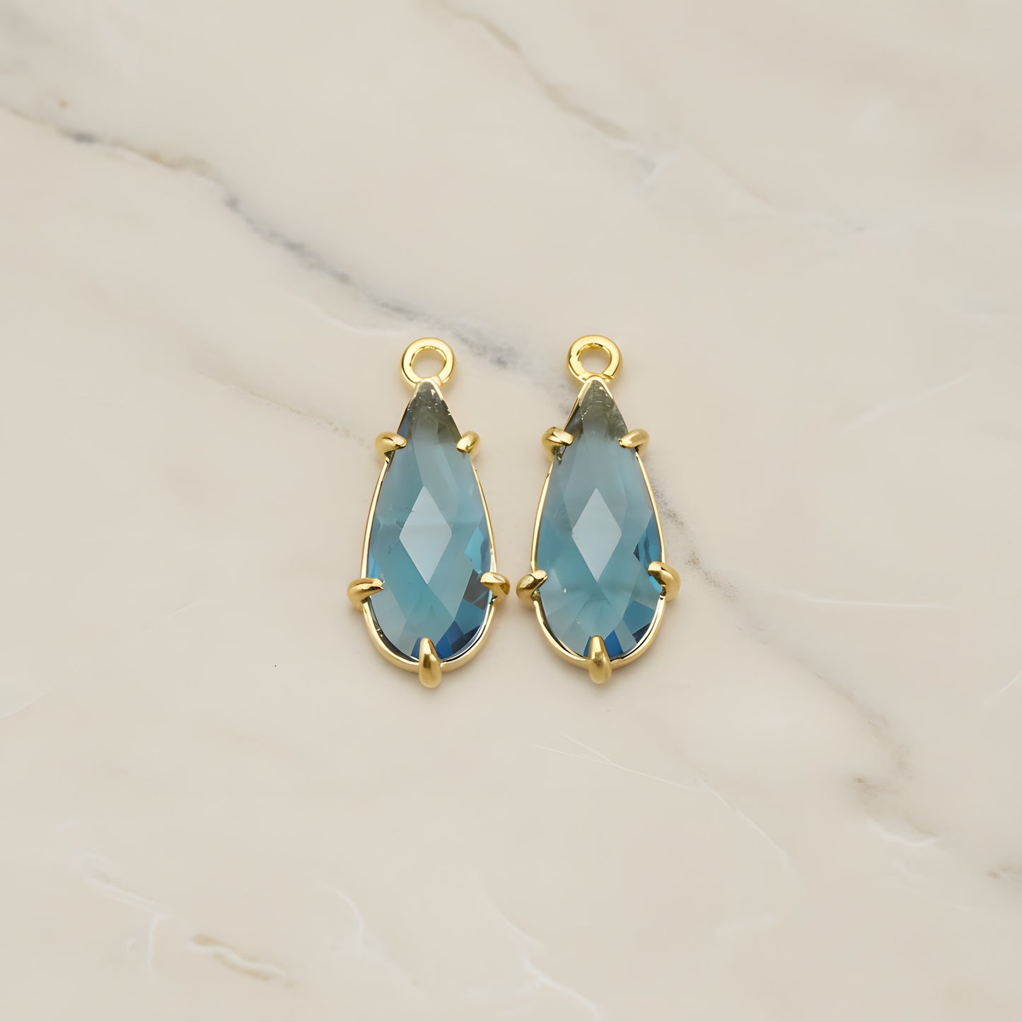 Teardrop Framed Glass Pendant, 2 Pc (FS.248)