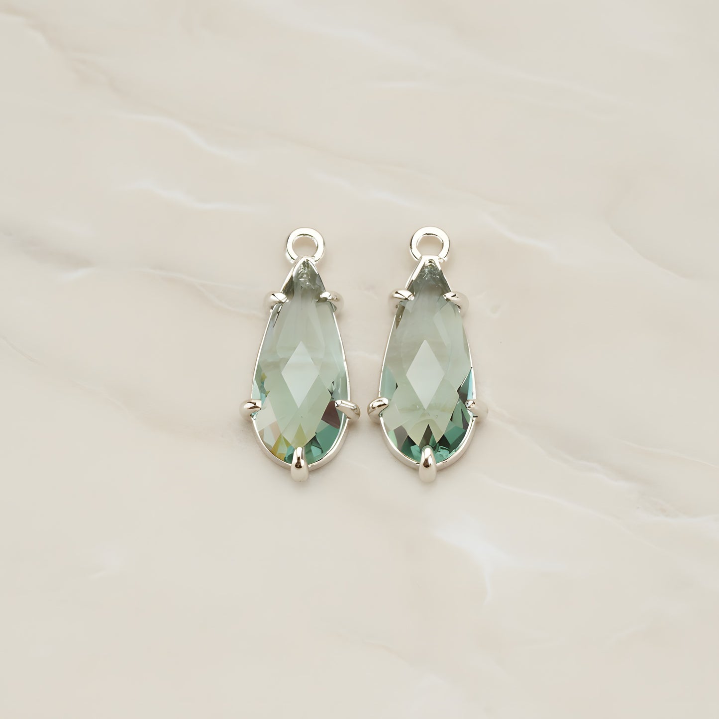 Teardrop Framed Glass Pendant, 2 Pc (FS.248)