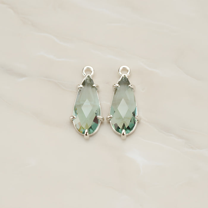 Teardrop Framed Glass Pendant, 2 Pc (FS.248)