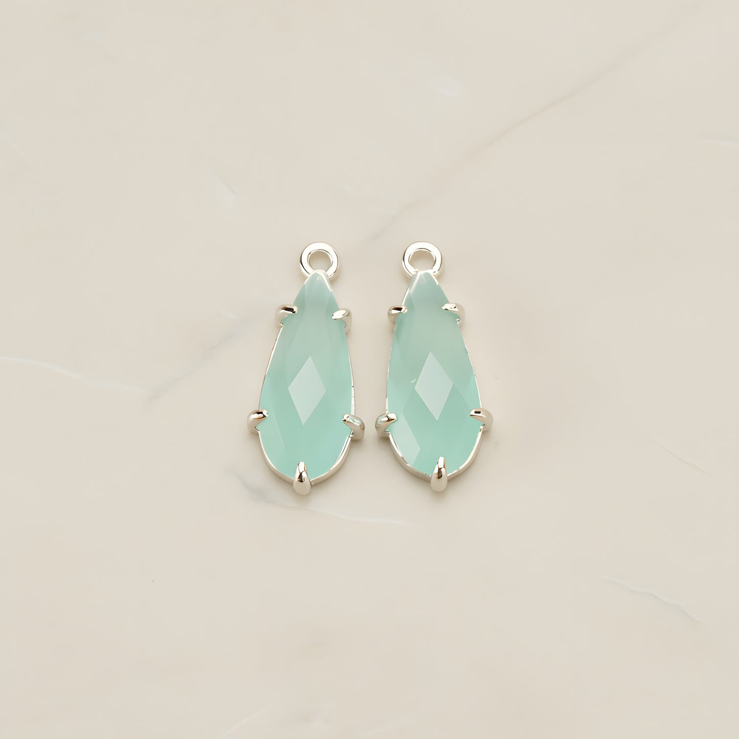 Teardrop Framed Glass Pendant, 2 Pc (FS.248)
