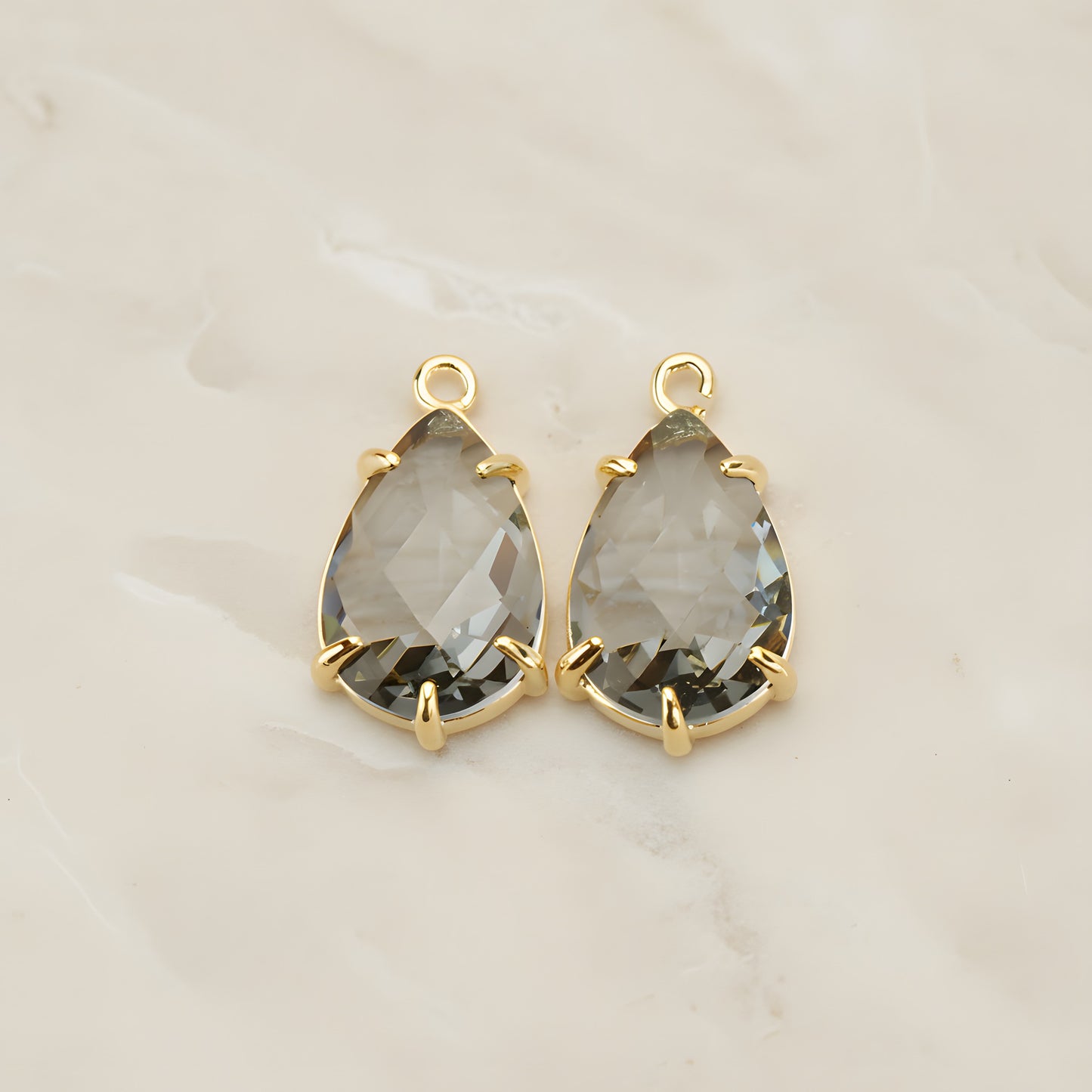 Teardrop Framed Glass Pendant, 2 Pc (FS.252)