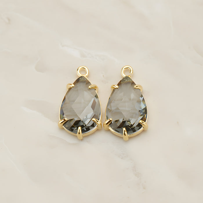 Teardrop Framed Glass Pendant, 2 Pc (FS.252)