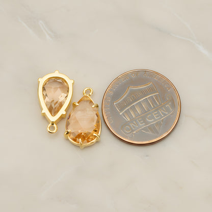 Teardrop Framed Glass Pendant, 2 Pc (FS.252)