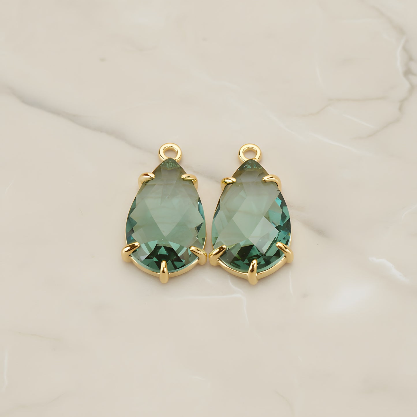 Teardrop Framed Glass Pendant, 2 Pc (FS.252)