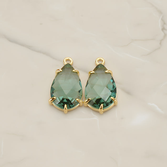 Teardrop Framed Glass Pendant, 2 Pc (FS.252)