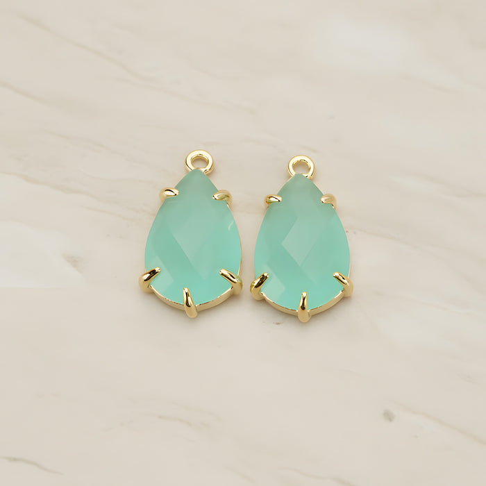 Teardrop Framed Glass Pendant, 2 Pc (FS.252)