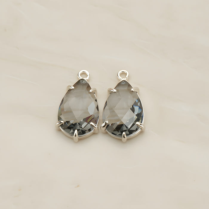 Teardrop Framed Glass Pendant, 2 Pc (FS.252)