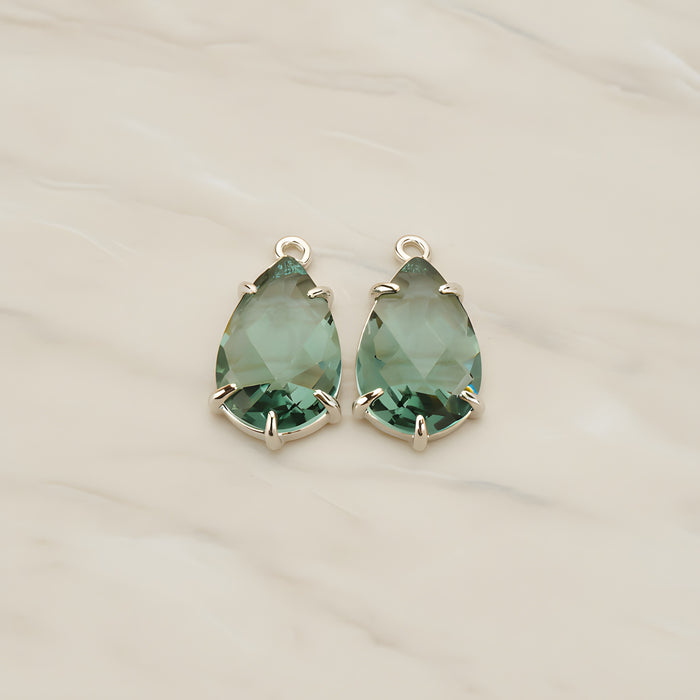 Teardrop Framed Glass Pendant, 2 Pc (FS.252)