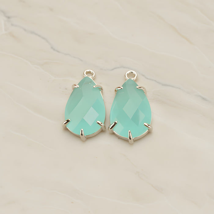 Teardrop Framed Glass Pendant, 2 Pc (FS.252)