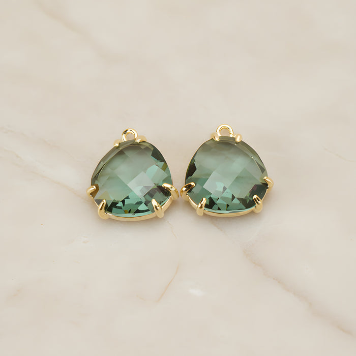 Rounded Triangle Framed Glass Pendant, 2 Pc (FS.253)