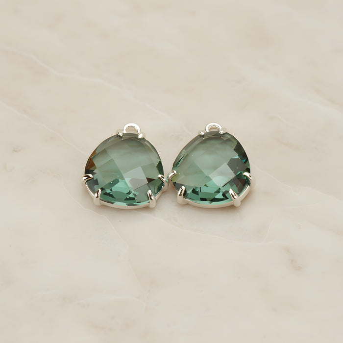 Rounded Triangle Framed Glass Pendant, 2 Pc (FS.253)