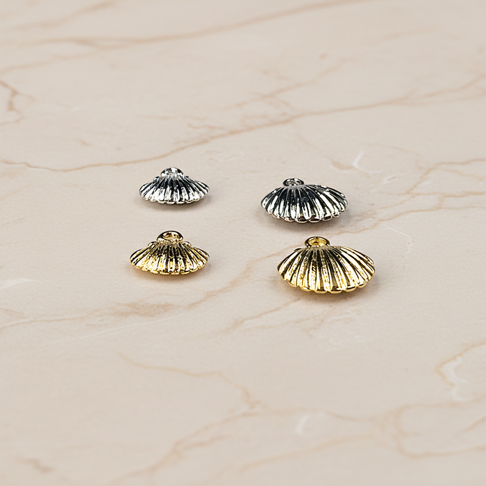 Shell Ring Pendant, Jewelry Supplies, Jewelry Making, (Gold, Rhodium Plated), 2 Pc on warm marble background (PD.0014-06)