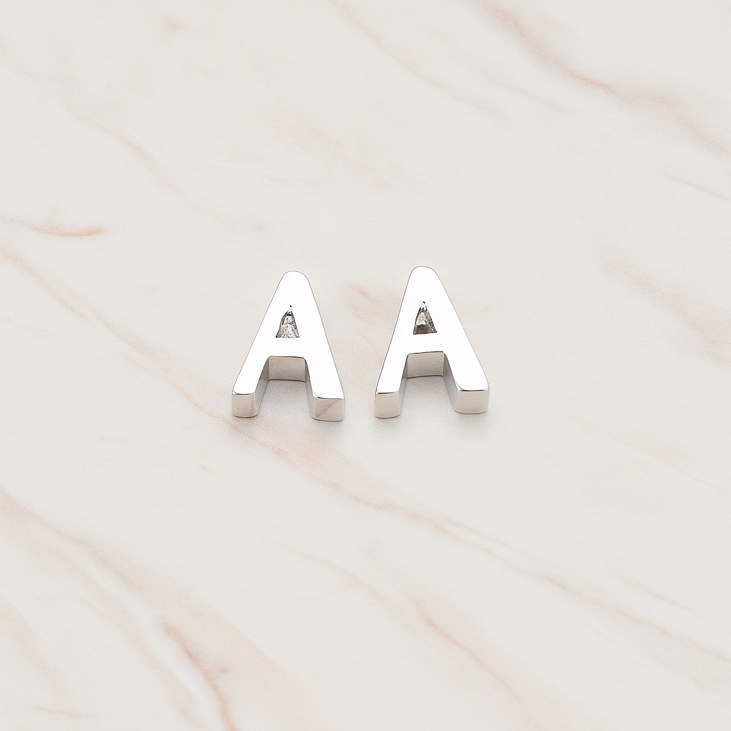 3D Initials Pendant, 2 Pc on warm marble background (PD.198)