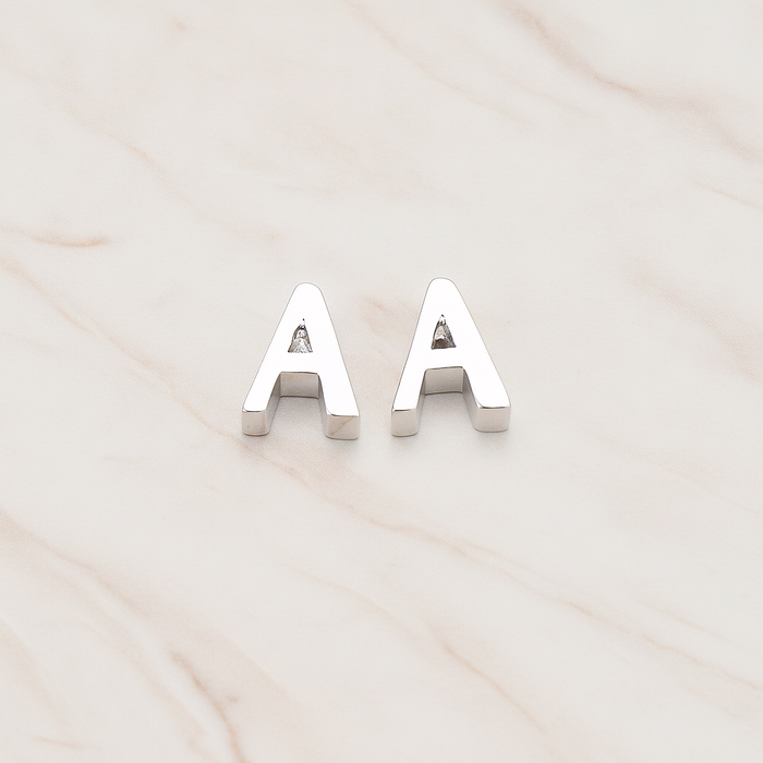 3D Initials Pendant, 2 Pc on warm marble background (PD.198)