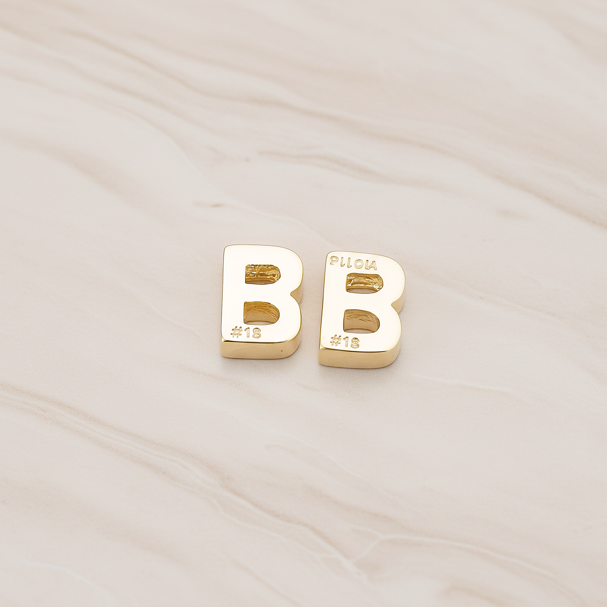 3D Initials Pendant, 2 Pc on warm marble background (PD.198)
