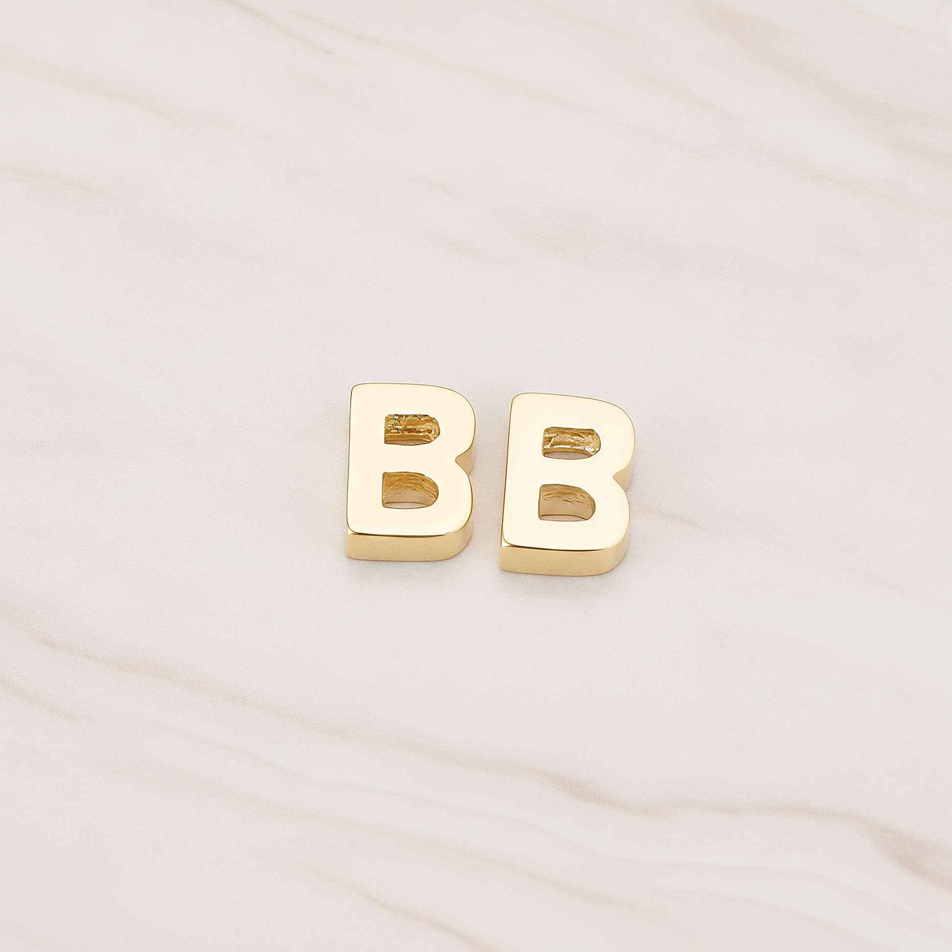 3D Initials Pendant, 2 Pc on warm marble background (PD.198)