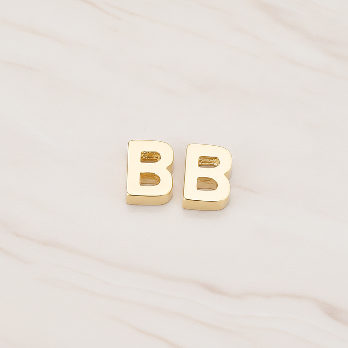 3D Initials Pendant, 2 Pc on warm marble background (PD.198)