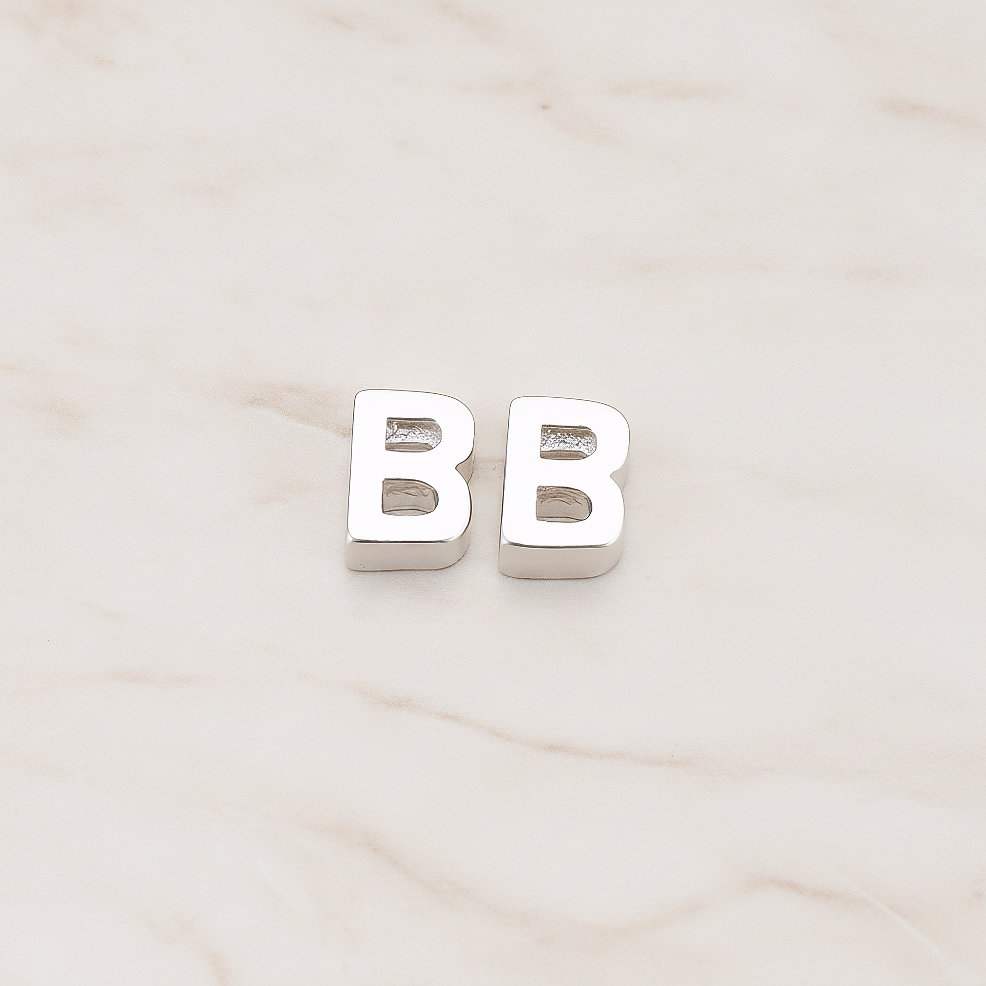 3D Initials Pendant, 2 Pc on warm marble background (PD.198)