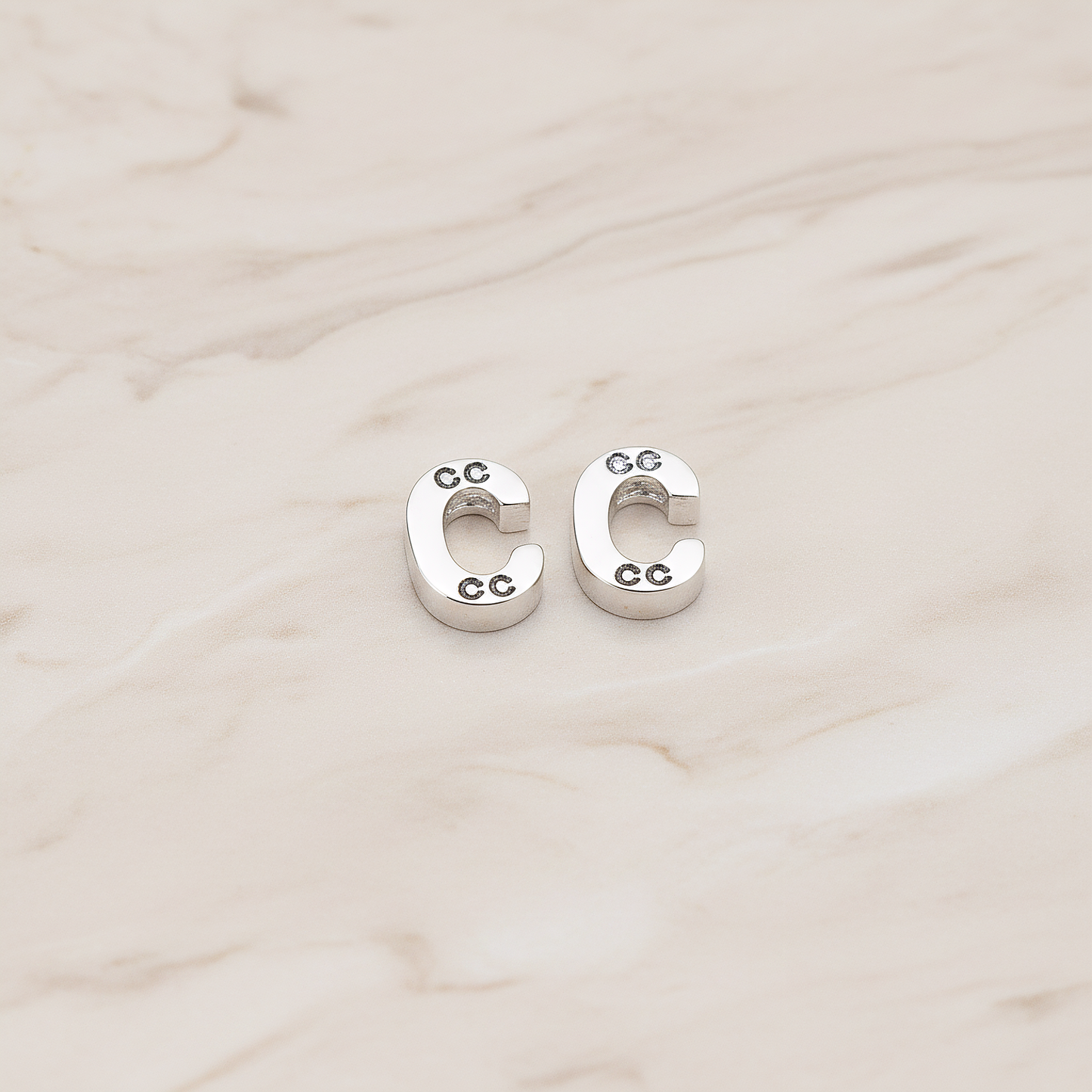3D Initials Pendant, 2 Pc on warm marble background (PD.198)