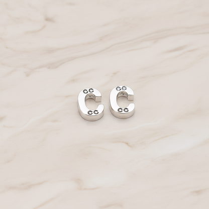 3D Initials Pendant, 2 Pc on warm marble background (PD.198)
