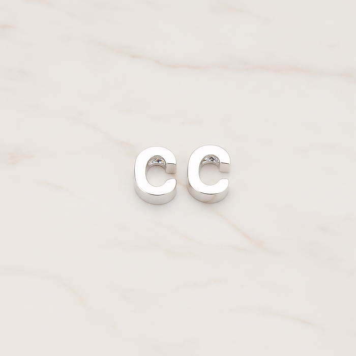 3D Initials Pendant, 2 Pc on warm marble background (PD.198)