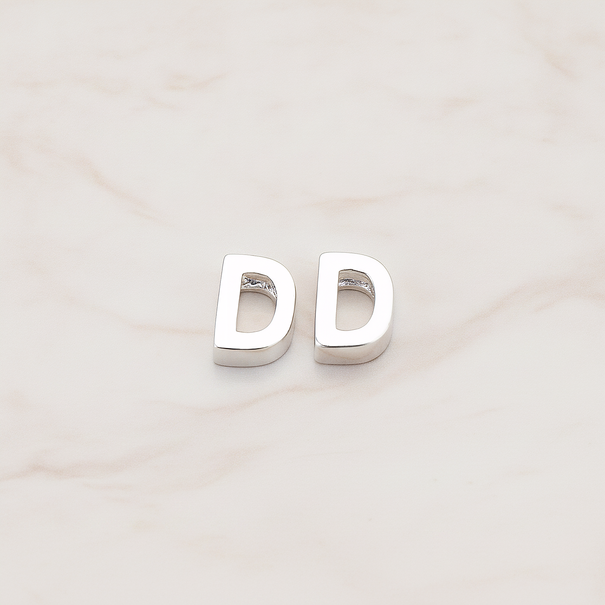 3D Initials Pendant, 2 Pc on warm marble background (PD.198)