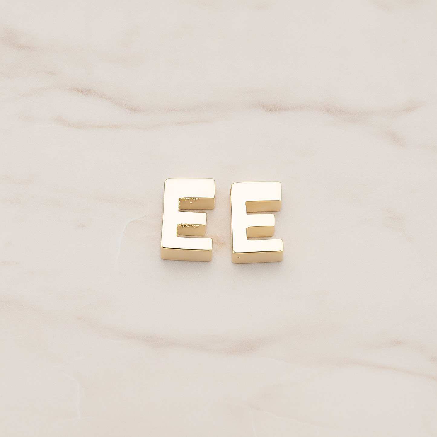 3D Initials Pendant, 2 Pc on warm marble background (PD.198)