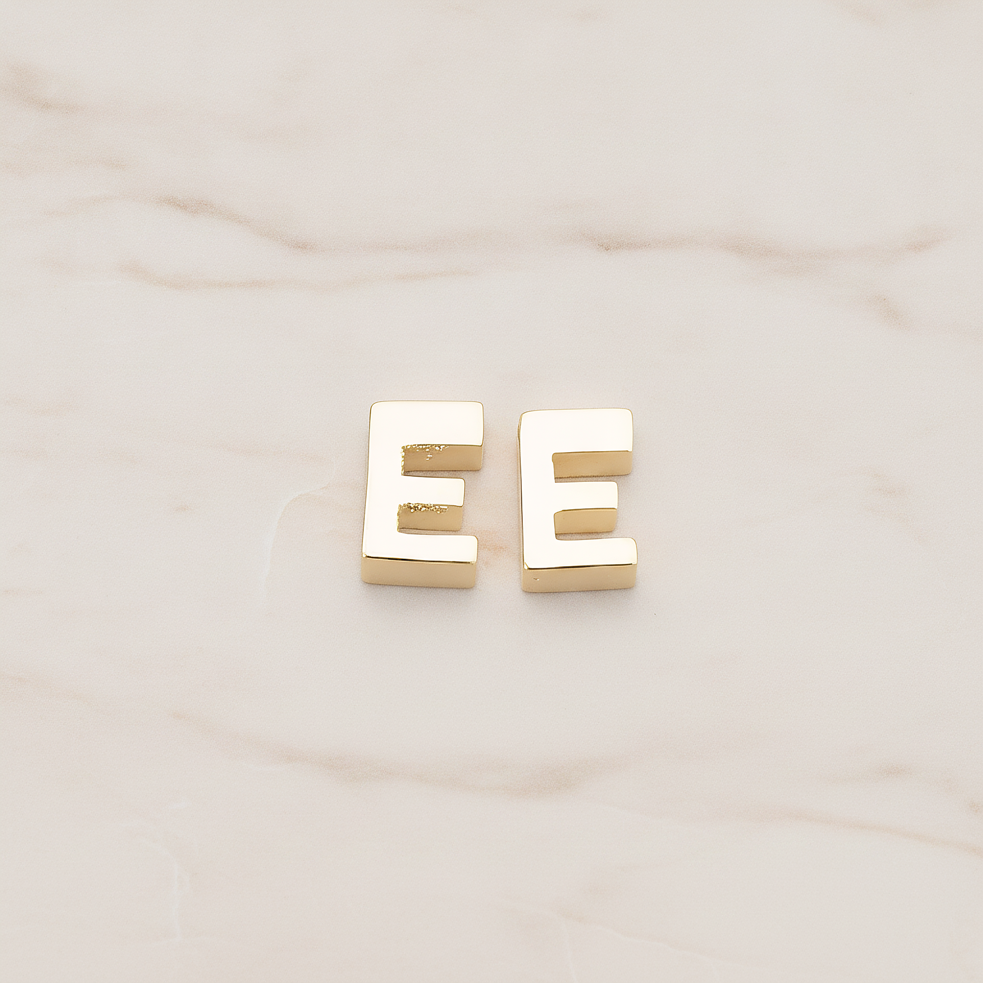 3D Initials Pendant, 2 Pc on warm marble background (PD.198)