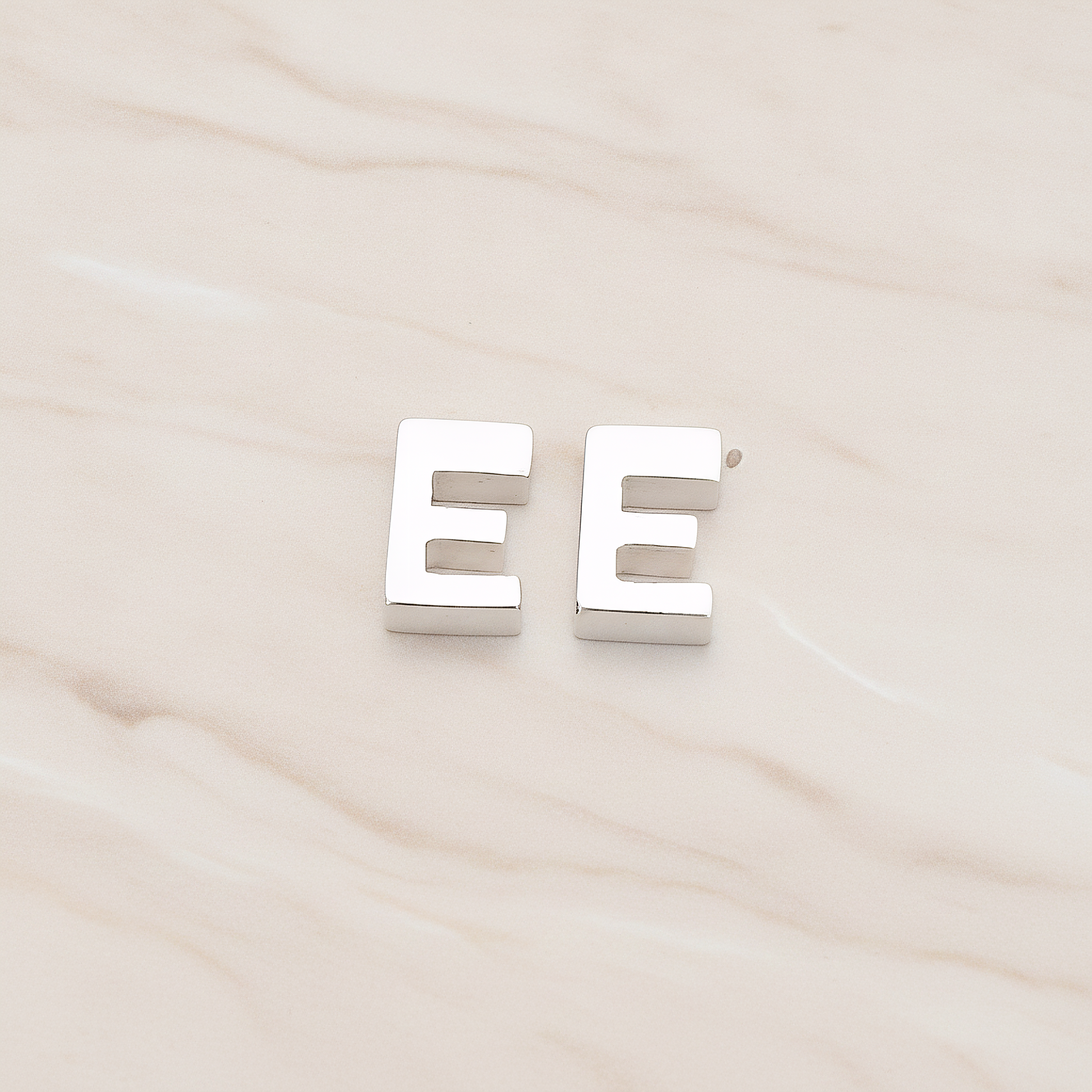 3D Initials Pendant, 2 Pc on warm marble background (PD.198)