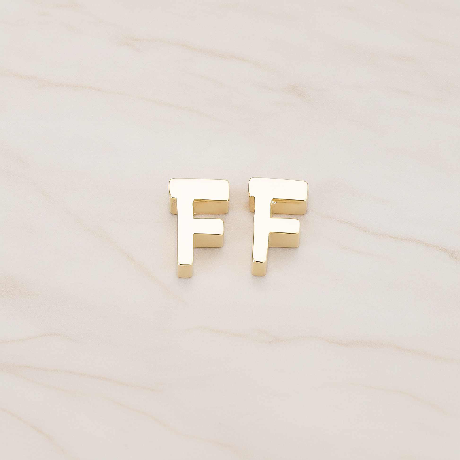 3D Initials Pendant, 2 Pc on warm marble background (PD.198)