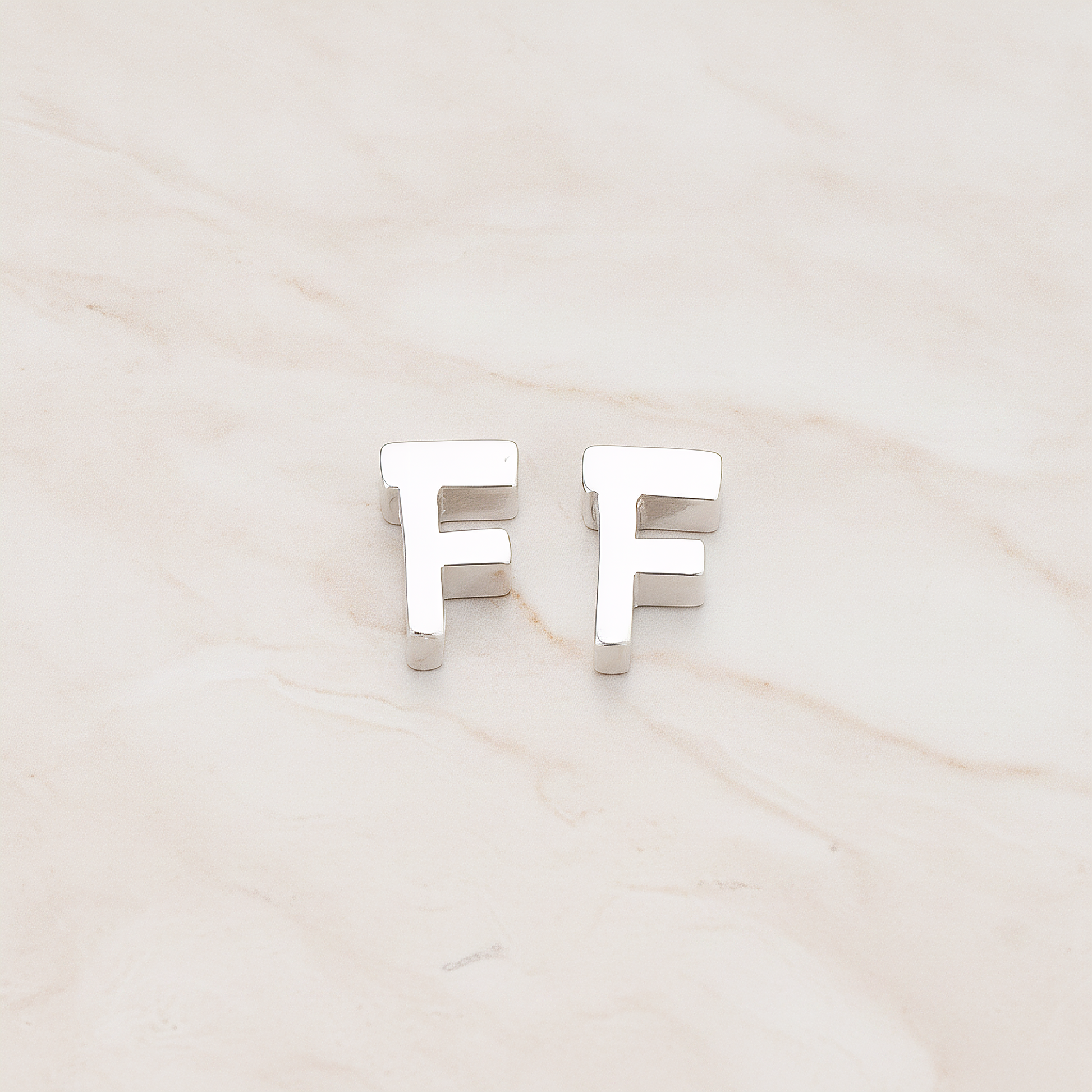 3D Initials Pendant, 2 Pc on warm marble background (PD.198)