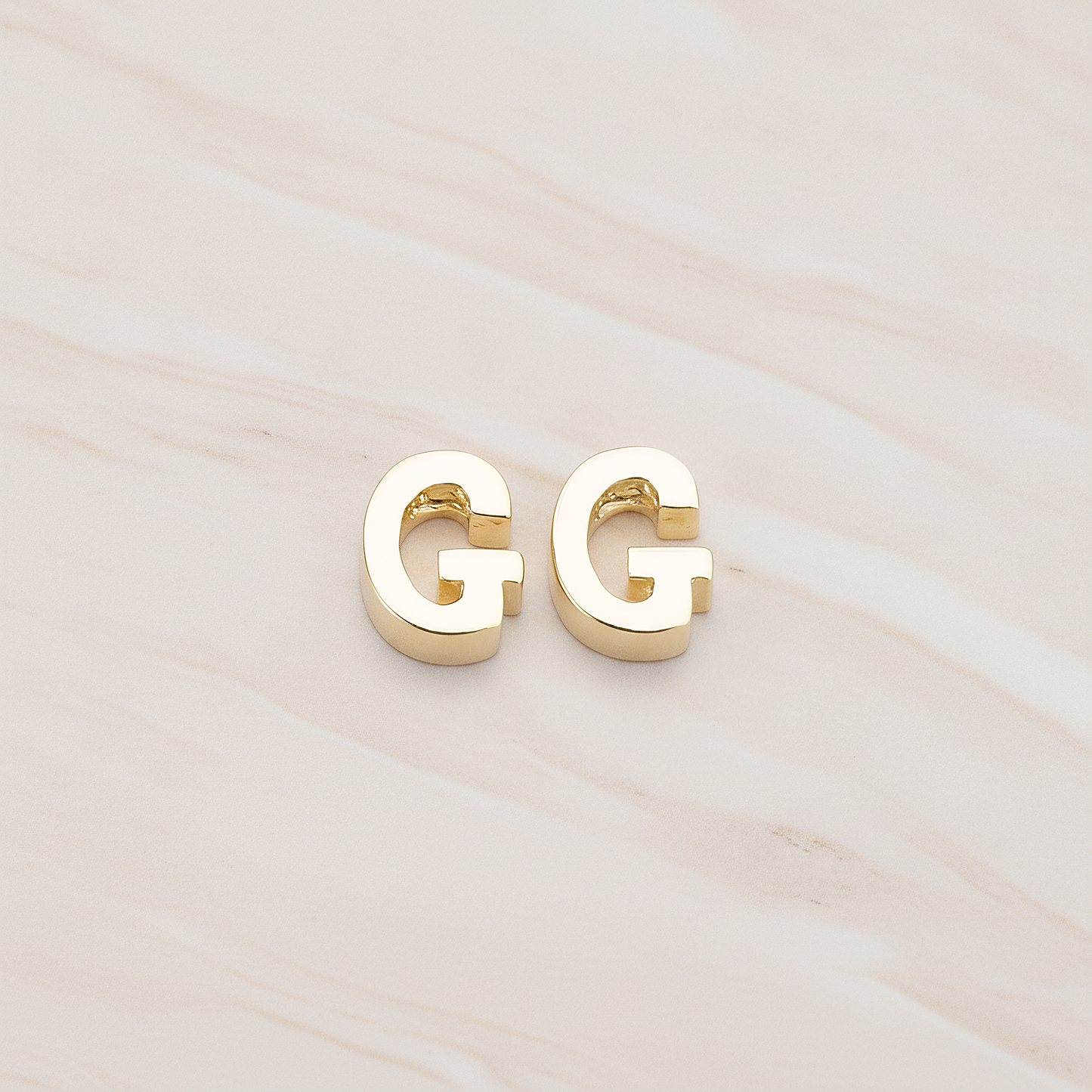 3D Initials Pendant, 2 Pc on warm marble background (PD.198)