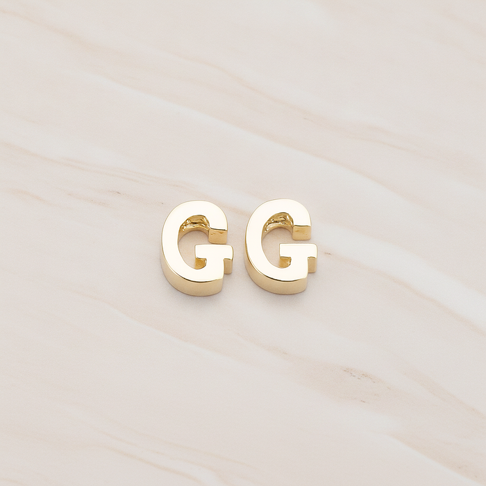 3D Initials Pendant, 2 Pc on warm marble background (PD.198)