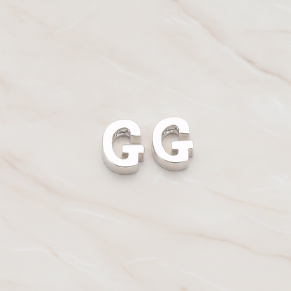 3D Initials Pendant, 2 Pc on warm marble background (PD.198)