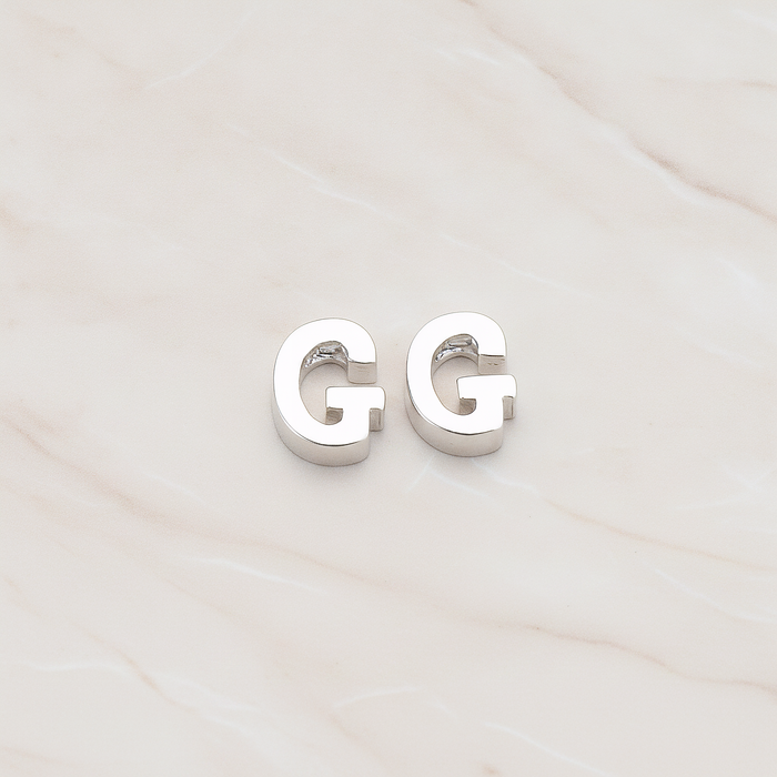 3D Initials Pendant, 2 Pc on warm marble background (PD.198)