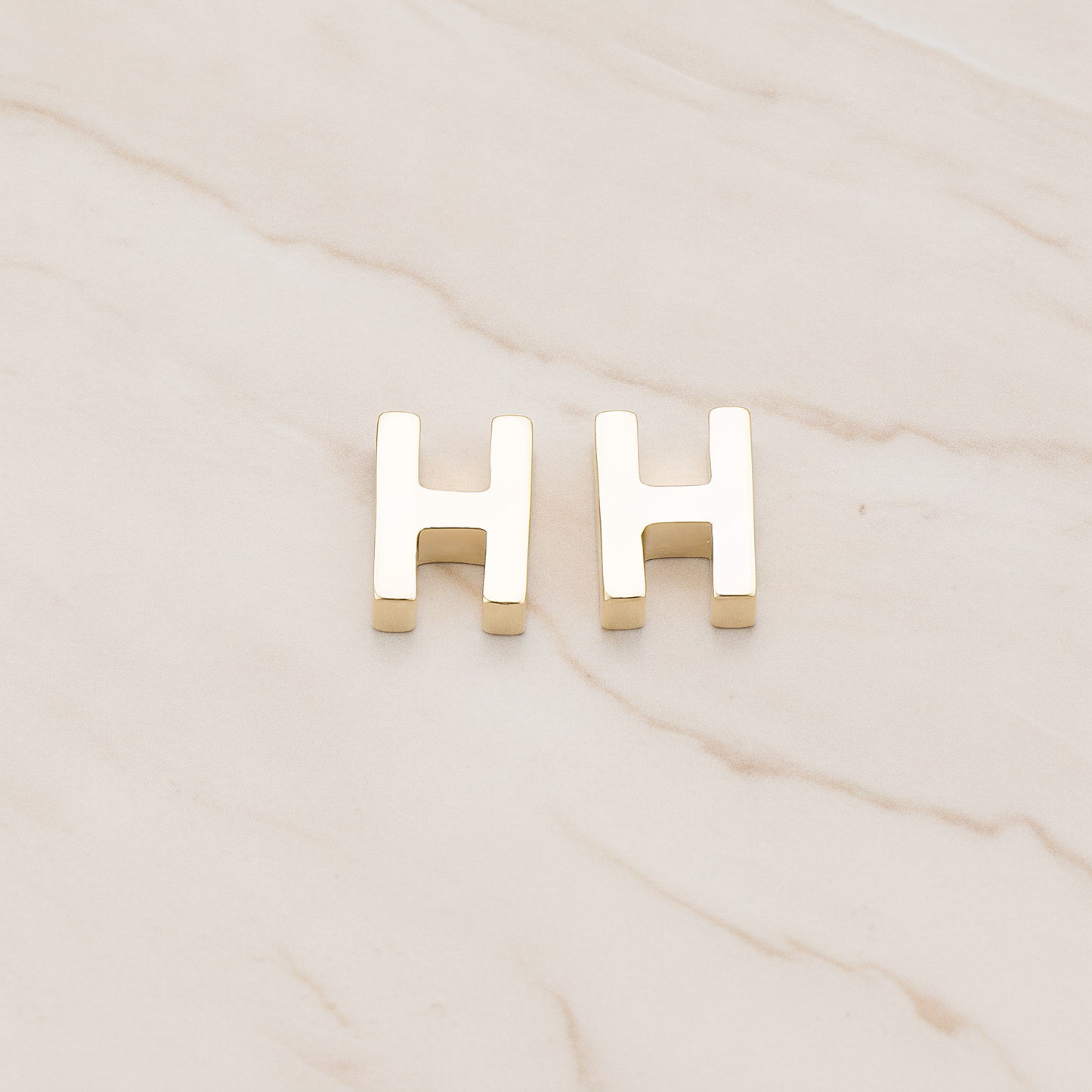 3D Initials Pendant, 2 Pc on warm marble background (PD.198)