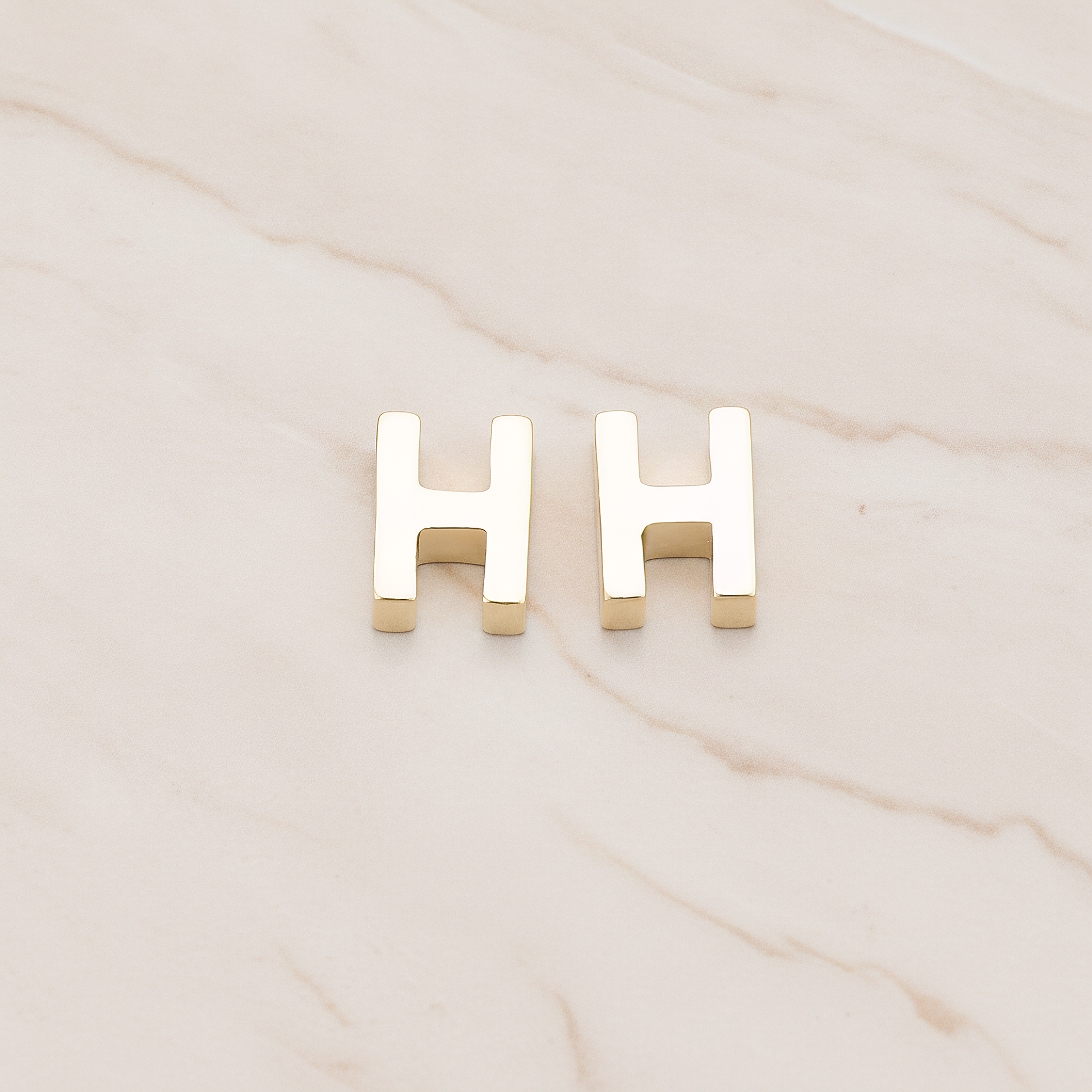 3D Initials Pendant, 2 Pc on warm marble background (PD.198)