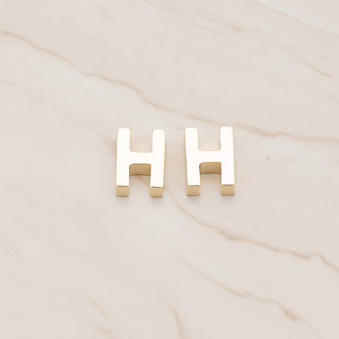 3D Initials Pendant, 2 Pc on warm marble background (PD.198)