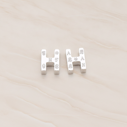 3D Initials Pendant, 2 Pc on warm marble background (PD.198)