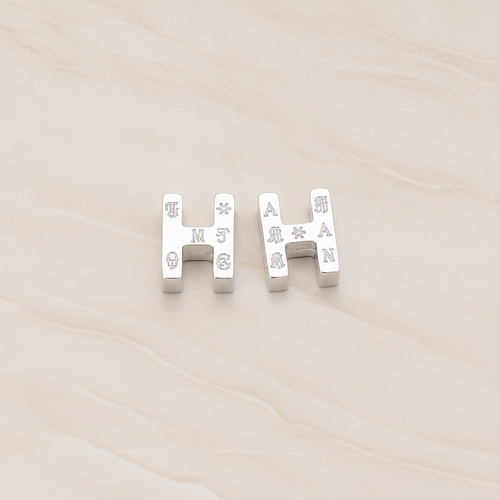 3D Initials Pendant, 2 Pc on warm marble background (PD.198)