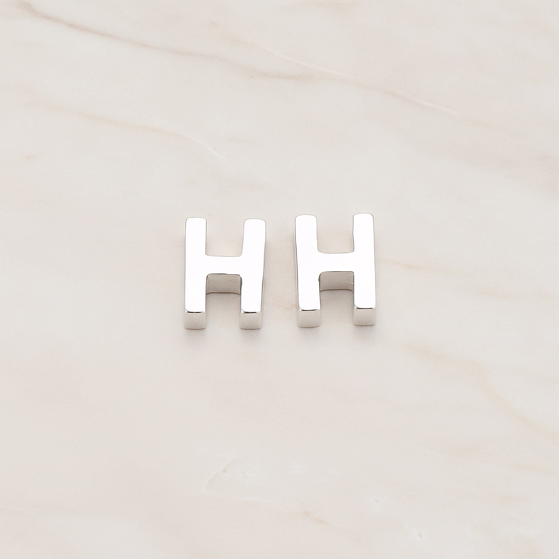 3D Initials Pendant, 2 Pc on warm marble background (PD.198)