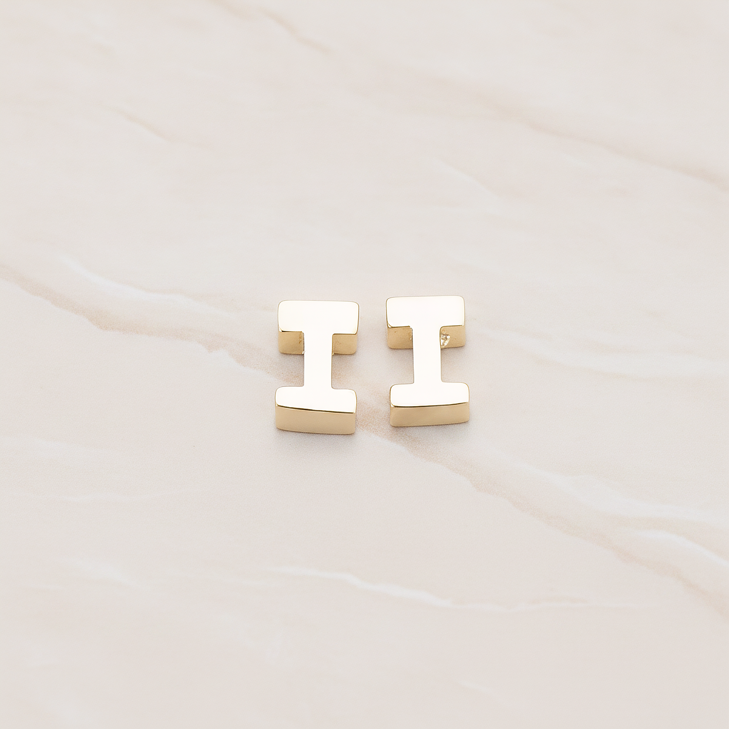 3D Initials Pendant, 2 Pc on warm marble background (PD.198)