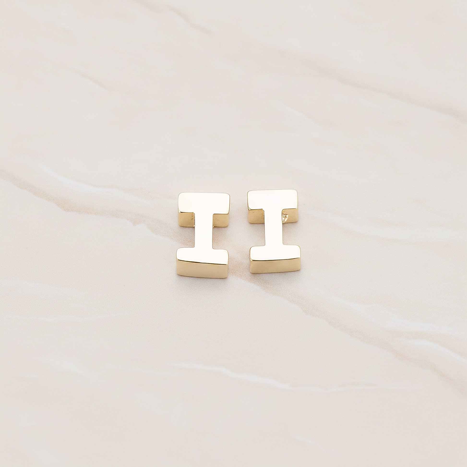 3D Initials Pendant, 2 Pc on warm marble background (PD.198)